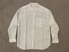 【XL】UNIQLOユニクロスタンドカラーリネンシャツ麻ホワイト白
