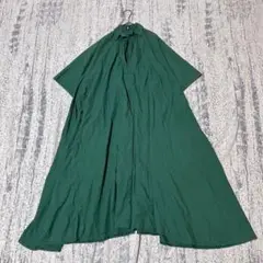 s2869 メルロー シャツワンピース ゆったり 半袖 マキシ丈 フレア 緑