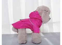 小型犬 レインコート フード付きピンク 服