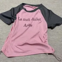 La nuit etoilet Tシャツ ピンク/グレー