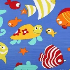 8/7限定SALE　30cm　お魚生地　布　キャンバス生地　青 コットン