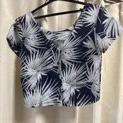 EMODA 半袖 クロップドシャツ M ネイビー
