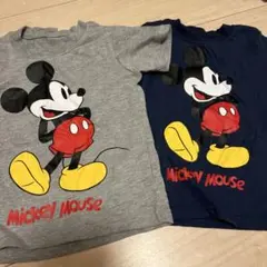 ミッキーマウス Tシャツ 2枚セット グレー ネイビー