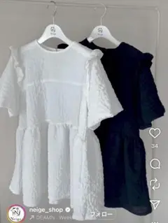 neige フラワージャガードフレアトップス