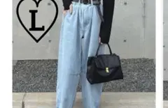 しまむら　ウエストカーブパンツ　AYA L サイズ　ライトブルー