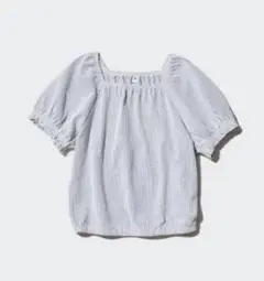 新品　UNIQLO girls シャーリングボリュームスリーブTシャツ