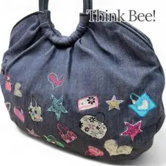 Think Bee! シンクビー　ハンドバッグ　デニム　ビジュー　ラインストーン
