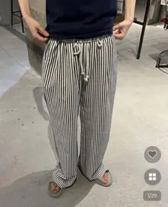 nugu コットンストライプパンツ