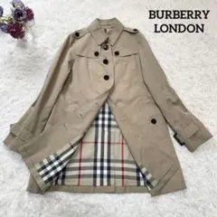 美品 BURBERRY LONDON Aラインステンカラーコート ベージュ 38