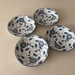 【美品】　花柄陶器皿 4枚セット　陶器皿　皿　平皿　プレート　食器　器