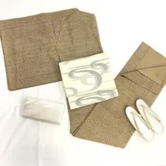 〔5443〕着物 紬 正絹 袷 棒衿 緑 単品販売♪