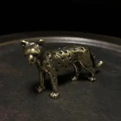 190 真鍮 置物 チーター 豹 ビンテージ レトロ 風水 開運 金運 グッズ