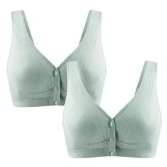 2枚セット ブラジャー 授乳ブラ ベスト型 哺乳用 グリーン2枚 XXLサイズ