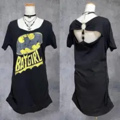 y2k 00s グランジ BATGIRL バットマンロゴ 半袖ワンピ 平成ギャル