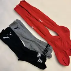 PUMA ソックスセット 赤・黒・灰色　サッカー