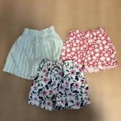 半ズボン3点セット（ストライプ・花柄）　110cm