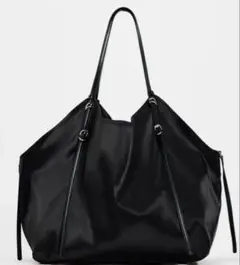 ZARA サテンエフェクトトートバッグ ブラックポーチ付き