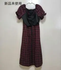 ワンピース　チェック　新品未使用　半袖　夏　ガーリー