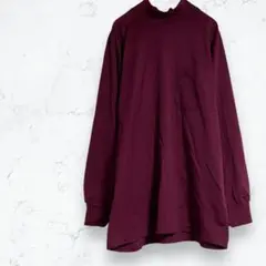 【EXTRA COMFORT】ハイネックTシャツ エンジ M 長袖 胸ポケット