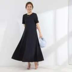 24SS/ノーリーズ カットジョーゼットフレアワンピース ￥18,700 黒