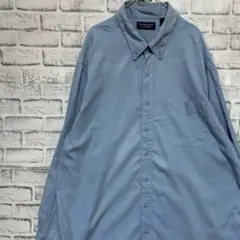 長袖シルクシャツ！アロハ　ブルー3XL 23