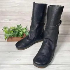 1118【美品】KOOS コース LISA シボ革 ベルト ブーツ 黒 37