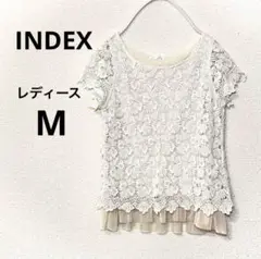 インデックス　 レース　ホワイト　半袖カットソー　Mサイズ