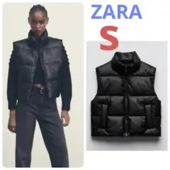 【新品】ZARA フェイクレザーパフベスト