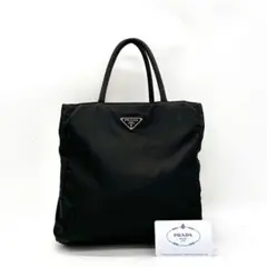 【美品】 プラダ 三角ロゴ ハンドバッグ テスートナイロン ブラック 正規品