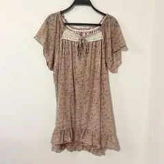 ワンピース NEO森ガール フェアリーグランジ 花柄 ピンク チュニック 透け感
