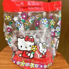 送料無料 ◇ プールバッグ　ビーチバッグ　キティ　レトロ　平成