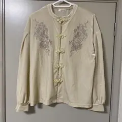 アプレジュールミニョン　チャイナ長袖シャツ　ベロア　刺繍　レディース　フリー
