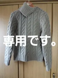 ラルフローレン カシミア混 縄編みボタンタートルセーター 渋モスグリーン M