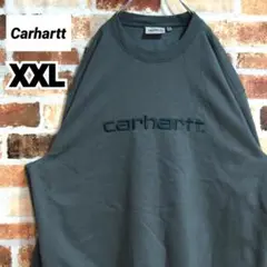 《カーハート》美品 刺繍ビッグロゴ グリーン系 XXL スウェット