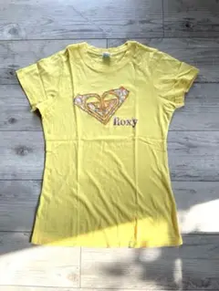 Ｔシャツ　ROXYロキシー　ハートロゴ刺繍　イエロー