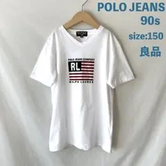 良品 日本製 ポロジーンズ ラルフローレン フラッグロゴ Tシャツ 150cm