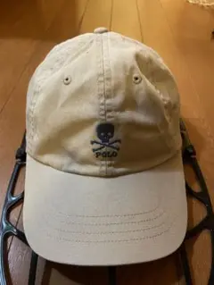 POLO スカル刺繍 ベージュキャップ