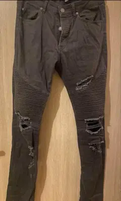 H&M DIVIDED バイカー スキニー ダメージデニム