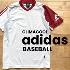 ★adidasアディダス野球半袖シャツMサイズホワイトレッドベースボール