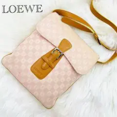 美品✨ロエベ キャンバス アナグラム 総柄 ショルダーバッグ ピンク