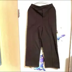 ストレート ワイド パンツ 茶 ブラウン ウエストゴム L フリース