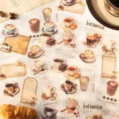 【11】ステッカー 6種 レトロ 海外 シール シート コラージュ まとめ売り