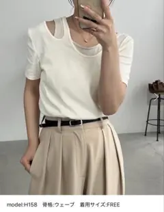 レイヤードアシメネックTシャツ