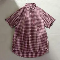 90s OLD UNIQLO オールドユニクロ チェックシャツ 半袖 紺タグ S