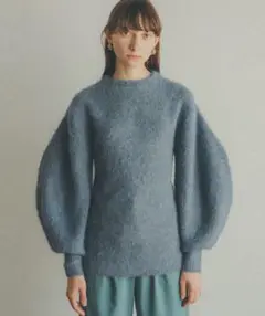 CLANE ROUND SLEEVE MOHAIR KNIT TOP