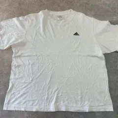 adidas アディダス　半袖Tシャツ　古着　白　ホワイト　ワンポイント