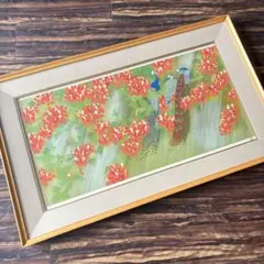 上村松篁　「花」シルクスクリーン　116/250 上村松篁 「 野月 」 彩美版 シルクスクリーン 箔貼り 版画 日本