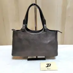 Bienco シボ革　ハンドバッグ　ダークブラウン　軽量