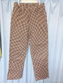 チェッカーパターン ストレートレッグパンツ