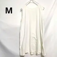 タンクトップ　シンプル　ホワイト　白　丈長め　M　海外　US古着